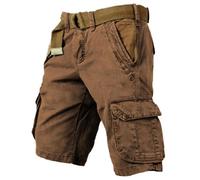 Cargoshorts Herren Weites Bein Kurze Hosen Mit Taschen Cargo Shorts Casual Sommershorts Baggy Lässige Freizeitshorts Leichte Einfarbig Herren-Shorts Freizeit Weiche Short Kaffee XXXXXL