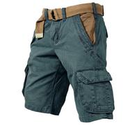 Cargoshorts Herren Weites Bein Kurze Hosen Mit Taschen Cargo Shorts Casual Sommershorts Baggy Lässige Freizeitshorts Leichte Einfarbig Herren-Shorts Freizeit Weiche Short Grün M