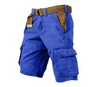 Cargoshorts Herren Weites Bein Kurze Hosen Mit Taschen Cargo Shorts Casual Sommershorts Baggy Lässige Freizeitshorts Leichte Einfarbig Herren-Shorts Freizeit Weiche Short Dark Blau XL