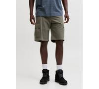 Cargoshorts JACK & JONES "JPSTCOLE HUDSON BELTED CARGO SHORTS MID", Herren, Gr. XS, N-Gr, beige (dusty olive), Web, Obermaterial: 100% Baumwolle, unifarben, relaxed fit, Hosen (19822265-XS) dusty oliv