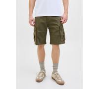 Cargoshorts JACK & JONES "JPSTCOLE JJJONNIE CARGO SHORTS", Herren, Gr. S, N-Gr, grün (olive night), Web, Obermaterial: 98% Baumwolle, 2% Elasthan, unifarben, loose fit, Hosen Cargoshorts (72878560-S)