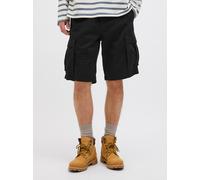 Cargoshorts JACK & JONES "JPSTCOLE JJJONNIE CARGO SHORTS", Herren, Gr. S, N-Gr, schwarz, Web, Obermaterial: 98% Baumwolle, 2% Elasthan, unifarben, loose fit, Hosen Cargoshorts (75473532-S)