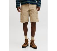Cargoshorts JACK & JONES "JPSTCOLE MATTY CARGO SHORT MID", Herren, Gr. XL, N-Gr, crockery, Web, Obermaterial: 100% Baumwolle, unifarben, relaxed fit knielang, Hosen (81098502-XL) crockery