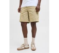Cargoshorts JACK & JONES "JPSTKARL AVERY CARGO SHORTS LNG", Herren, Gr. S, N-Gr, beige (crockery), Web, Obermaterial: 100% Baumwolle, unifarben, relaxed fit knielang, Hosen (88095711-S) crockery