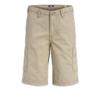 Cargoshorts JACK & JONES JUNIOR "JPSTCOLE MATTY CARGO SHORT MID JNR", Mädchen, Gr. 134, N-Gr, crockery, Web, Obermaterial: 100% Baumwolle, unifarben, loose fit knöchellang, Hosen (12724923-134) crocke