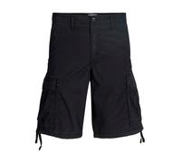 Cargoshorts "JPSTCOLE FRANK CARGO SHORT MID SN PLS", Herren, Gr. 42 (4XL), N-Gr, schwarz, Web, Obermaterial: 100% Baumwolle, JACK & JONES PLUSSIZE, unifarben, kniefrei, Hosen, mit Taschenbändern (5246