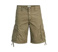Cargoshorts "JPSTCOLE FRANK CARGO SHORT MID SN PLS", Herren, Gr. 46 (6XL), N-Gr, olive night, Web, Obermaterial: 100% Baumwolle, JACK & JONES PLUSSIZE, unifarben, kniefrei, Hosen, mit Taschenbändern (