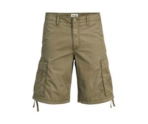 Cargoshorts "JPSTCOLE FRANK CARGO SHORT MID SN PLS", Herren, Gr. 48 (7XL), N-Gr, olive night, Web, Obermaterial: 100% Baumwolle, JACK & JONES PLUSSIZE, unifarben, kniefrei, Hosen, mit Taschenbändern (