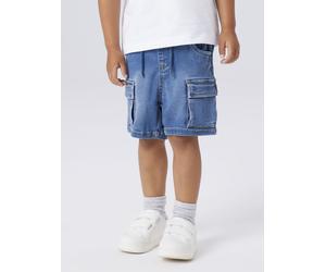Cargoshorts NAME IT "coole Jeansshorts NMMBEN BAGGY DNM L SHORTS 8610-TO NOOS", Mädchen, Gr. 110, N-Gr, denim blau, Denim/Jeans, Obermaterial: 57% Lyocell, 31% Polyester, 10% Viskose, 2% Elasthan, uni