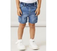 Cargoshorts NAME IT "coole Jeansshorts NMMBEN BAGGY DNM L SHORTS 8610-TO NOOS", Mädchen, Gr. 92, N-Gr, blau (medium blau denim), Denim/Jeans, Obermaterial: 54% Lyocell, 33% Polyester, 11% Viskose, 2% 