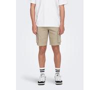 Cargoshorts ONLY & SONS "ONSCAM STAGE CARGO SHORTS 6689 LIFE NOOS", Herren, Gr. M, N-Gr, beige (chinchilla), Web, Obermaterial: 98% Baumwolle, 2% Elasthan, unifarben, normal, Hosen (39407362-M) chinch