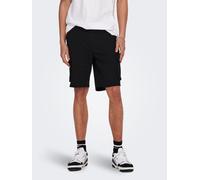 Cargoshorts ONLY & SONS "ONSCAM STAGE CARGO SHORTS 6689 LIFE NOOS", Herren, Gr. M, N-Gr, schwarz, Web, Obermaterial: 98% Baumwolle, 2% Elasthan, unifarben, normal, Hosen (67999462-M) schwarz