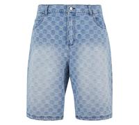Cargoshorts PEQUS "PEQUS PEQUS Aether Monogram Denim Jorts", Herren, Gr. 33, Normalgrößen, blau washed, 100% Baumwolle, relaxed fit, Hosen (49613368-33) blau washed