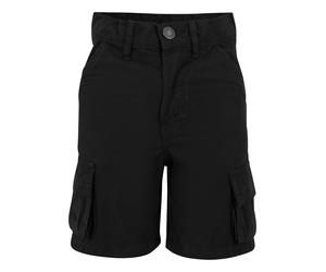 Cargoshorts URBAN CLASSICS "Urban Classics Boys Knee Pleat Cargo Shorts", Mädchen, Gr. 122/128, Normalgrößen, schwarz, 100% Baumwolle, unifarben, normal, Hosen (19161707-122) schwarz