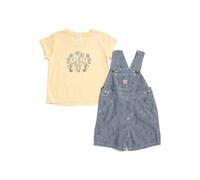 Carhartt Baby-Mädchen-Set, kurzärmeliges T-Shirt und Shortall, Gelber Denim mit mittlerer Waschung, 4 Jahre
