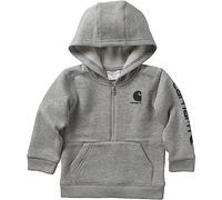 Carhartt Boys' Long-Sleeve Half-Zip Hooded Sweatshirt, Grey Heather, 9 Months