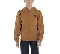 Carhartt Boys' Long Sleeve Hooded Sweatshirt, Brown, Small (7/8)