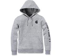 Carhartt Damen Relaxed Fit, mittelschweres Sweatshirt mit Logo-Grafik auf dem Ärmel, Asphalt meliert NEP, L