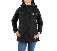 Carhartt Damen Jacke Relaxed Fit - Isolierte Baumwoll-Duck-Jacke mit Abnehmbarer Kapuze, Schwarz, M