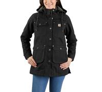 Carhartt Damen Jacke Relaxed Fit - Isolierte Baumwoll-Duck-Jacke mit Abnehmbarer Kapuze, Schwarz, XL