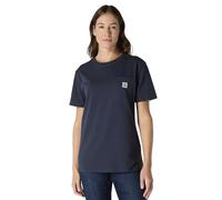 Carhartt, Damen, K87 Weites, schweres, kurzärmliges T-Shirt mit Tasche, Marineblau, M