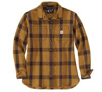 Carhartt Damen Loose Fit Heavyweight Twill Long-Sleeve Plaid Work Utility Button Down Shirt, Carhartt Brown, S EU
