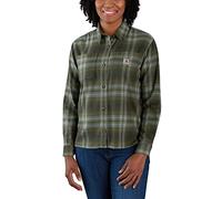 Carhartt Damen Loose Fit Langärmeliges Kariertes Flanellhemd Shirt, Basil, XL