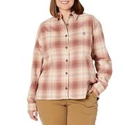 Carhartt Damen Loose Fit Langärmeliges Kariertes Flanellhemd Shirt, Stucco, L