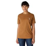 Carhartt Damen-T-Shirt, lockere Passform, schwer, kurze Ärmel, Brusttasche, Braun (Carhartt Brown), Groß