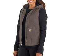 Carhartt Damen Washed Duck Hooded Insulated Vest Work Utility Oberbekleidung, Taupe Grau, M