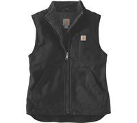 Carhartt Damen Relaxed Fit Washed Duck Lined Mock-Neck Vest Damenweste mit Sherpa-Futter und Stehkragen, lockere Passform, Schwarz, Größe L, L