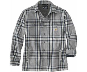 Carhartt FLANNEL SHERPA LINED SHIRT JACKET Asphalt - Größe: XL | Grau