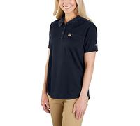 Carhartt Force Damen-Poloshirt, lockere Passform, leicht, kurzärmelig, mit Taschen, Marineblau, Mittel