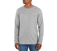 Carhartt Force Herren-T-Shirt, lockere Passform, mittelschwer, langärmelig, Tasche, Meliert, Grau, Größe XL