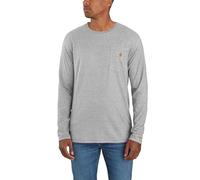 Carhartt Force Herren-T-Shirt, lockere Passform, mittelschwer, langärmelig, Tasche, Meliert, Grau, XXL lang
