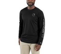 Carhartt Force Sun Defender Herren-T-Shirt, langärmelig, Logo-Grafik, Schwarz, 4X-Groß