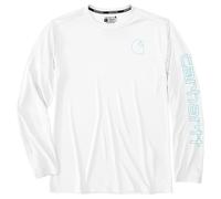 Carhartt Force Sun Defender Herren-T-Shirt, langärmelig, Logo-Grafik, Weiss/opulenter Garten, Mittel