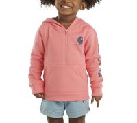 Carhartt Girls' Long-Sleeve Half-Zip Hooded Sweatshirt, Pink Lemonade, 4T