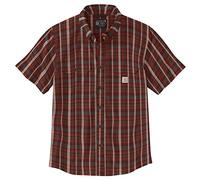 Carhartt Herren 105702 Loose Fit Midweight Kurzarm Plaid Shirt, Gebrannter Ziegel, Mittel