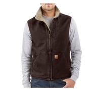 Carhartt Herren Weste mit Sherpa-Futter und Stehkragen mit Lockerer Passform Work Utility Oberbekleidung, Dunkelbraun, 4X-Large