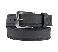 Carhartt Herren-Gürtel aus Leder, dreifach genäht, Schwarz mit gebürstetem Nickel-Finish, 34