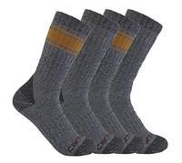 Carhartt Herren Heavyweight Crew, 4 Stück Socken, Verschiedene 2 grau, Large (4er Pack)