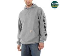 carhartt® Herren Kapuzensweater SLEEVE LOGO HOODED SWEATSHIRT, heather grey/schwarz, Gr. L (Outdoorkleidung & Freizeitkleidung)