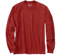 Carhartt, Herren, Lockeres, schweres, langärmliges T-Shirt mit Logo-Grafik auf dem Ärmel, Chili meliert, S