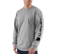 Carhartt, Herren, Lockeres, schweres, langärmliges T-Shirt mit Logo-Grafik auf dem Ärmel, Grau meliert, M