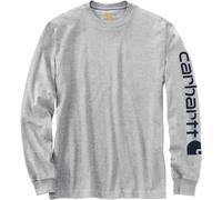 Carhartt, Herren, Lockeres, schweres, langärmliges T-Shirt mit Logo-Grafik auf dem Ärmel, Grau meliert, L