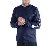 Carhartt, Herren, Lockeres, schweres, langärmliges T-Shirt mit Logo-Grafik auf dem Ärmel, Marineblau, S