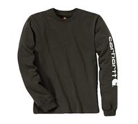 Carhartt T-Shirt Signature Langarm – Herren, locker, schwer, Ärmellogo – Torf S