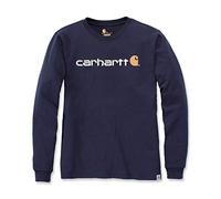 Carhartt, Herren, Lockeres, schweres, langärmliges T-Shirt mit Logo-Grafik, Marineblau, M