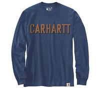 Carhartt Herren Long-Sleeve Block Logo Graphic T-Shirt, Dark Cobalt Blue Heather, S